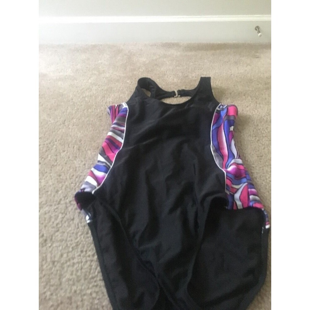 One Piece Catalina Women's Black Bikini Swimsuit Printed Sides Size Medium